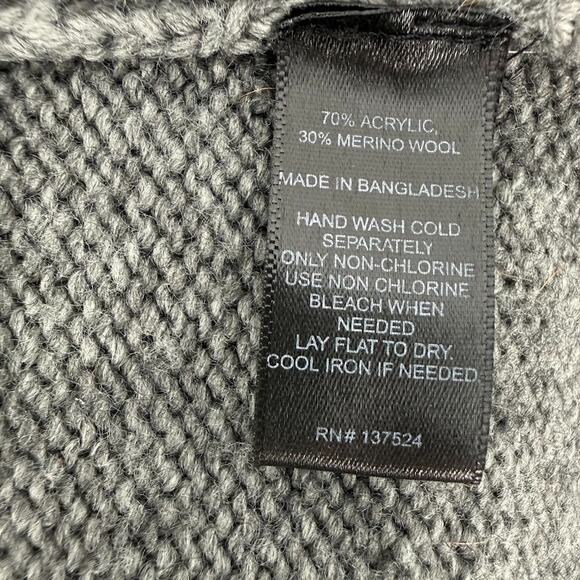 Express Gray Cowl Neck Cable Knit Long Sweater Tunic Womens L Merino Wool - Picture 4 of 8